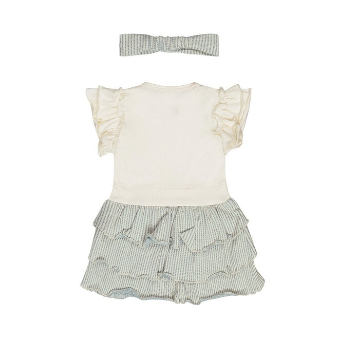 Dirkje girls dress hairband blue white seersucker