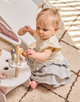 Dirkje girls dress hairband blue white seersucker