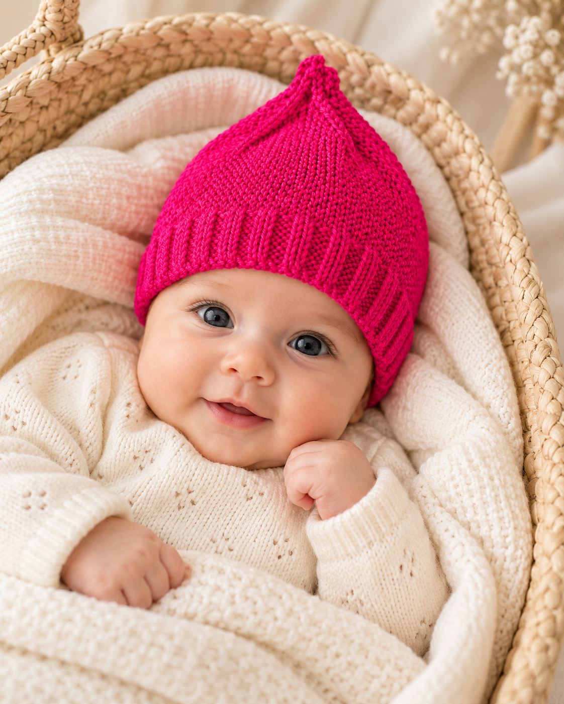Baby Hat – Fuchsia | 0–3 Months