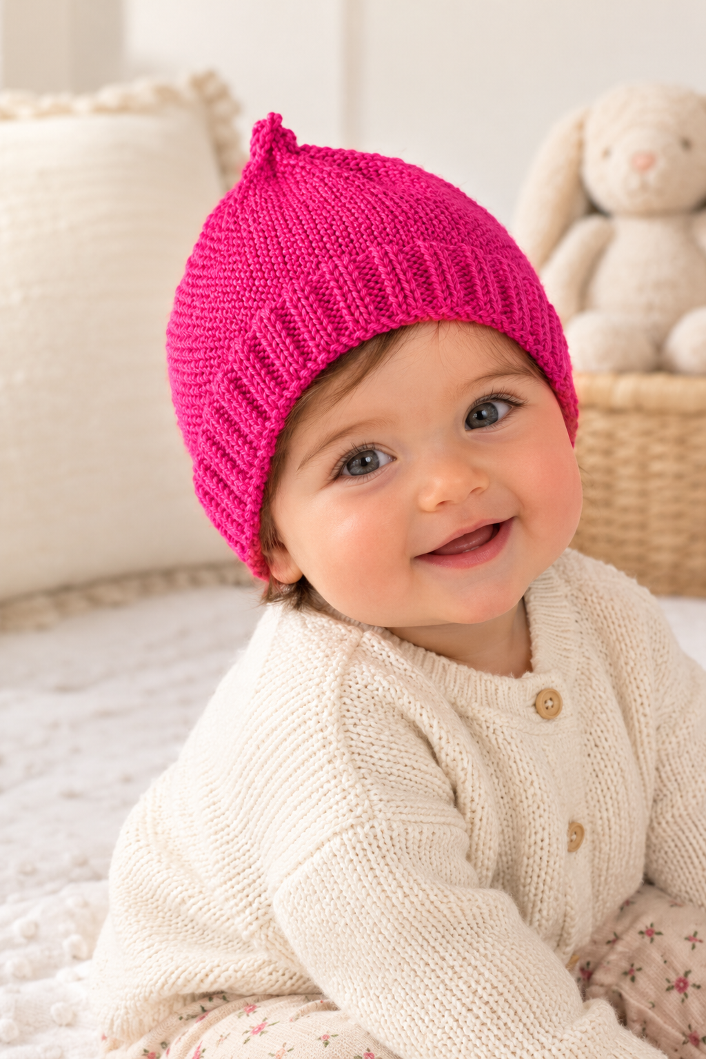 Baby Hat – Fuchsia | 0–3 Months