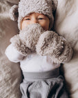 Plush Hat With Teddy Ears With Merino Wool Lining - AW25 Light Grey