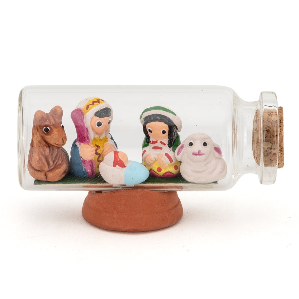 Handmade Fair Trade Christmas Nativity Scene - Mini Bottle