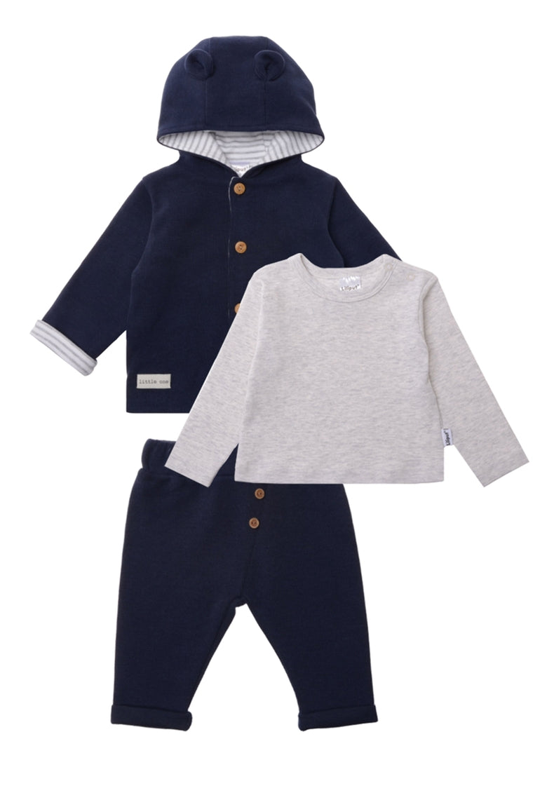3-piece Rib-Knit Set in Navy