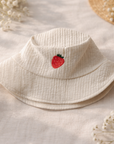 Embroidered Terry Fisherman White Hat / Strawberry - GOTS - SS26
