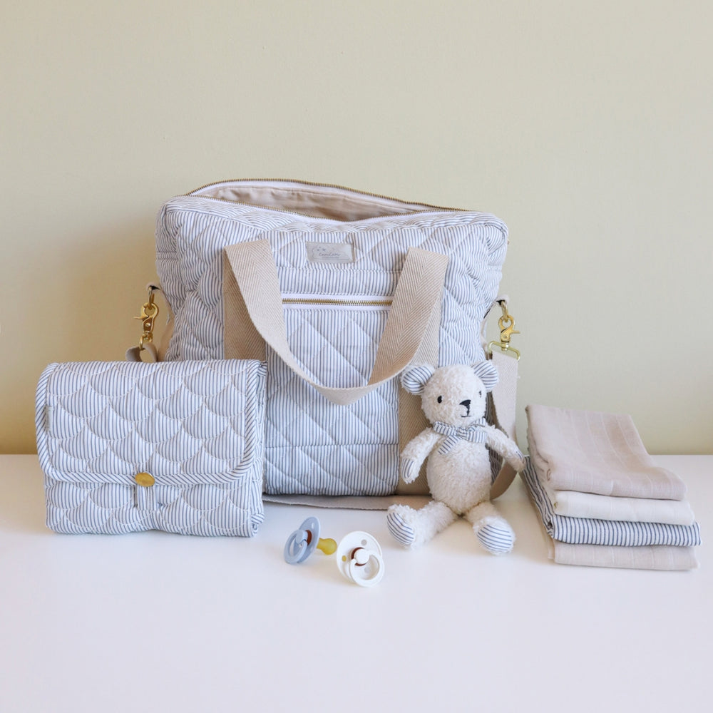 Changing Bag w/pram straps - OCS - Classic Stripes Blue