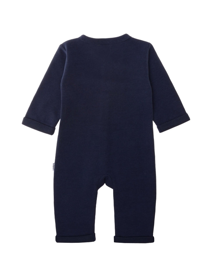 Navy Rib-Knit Baby Romper