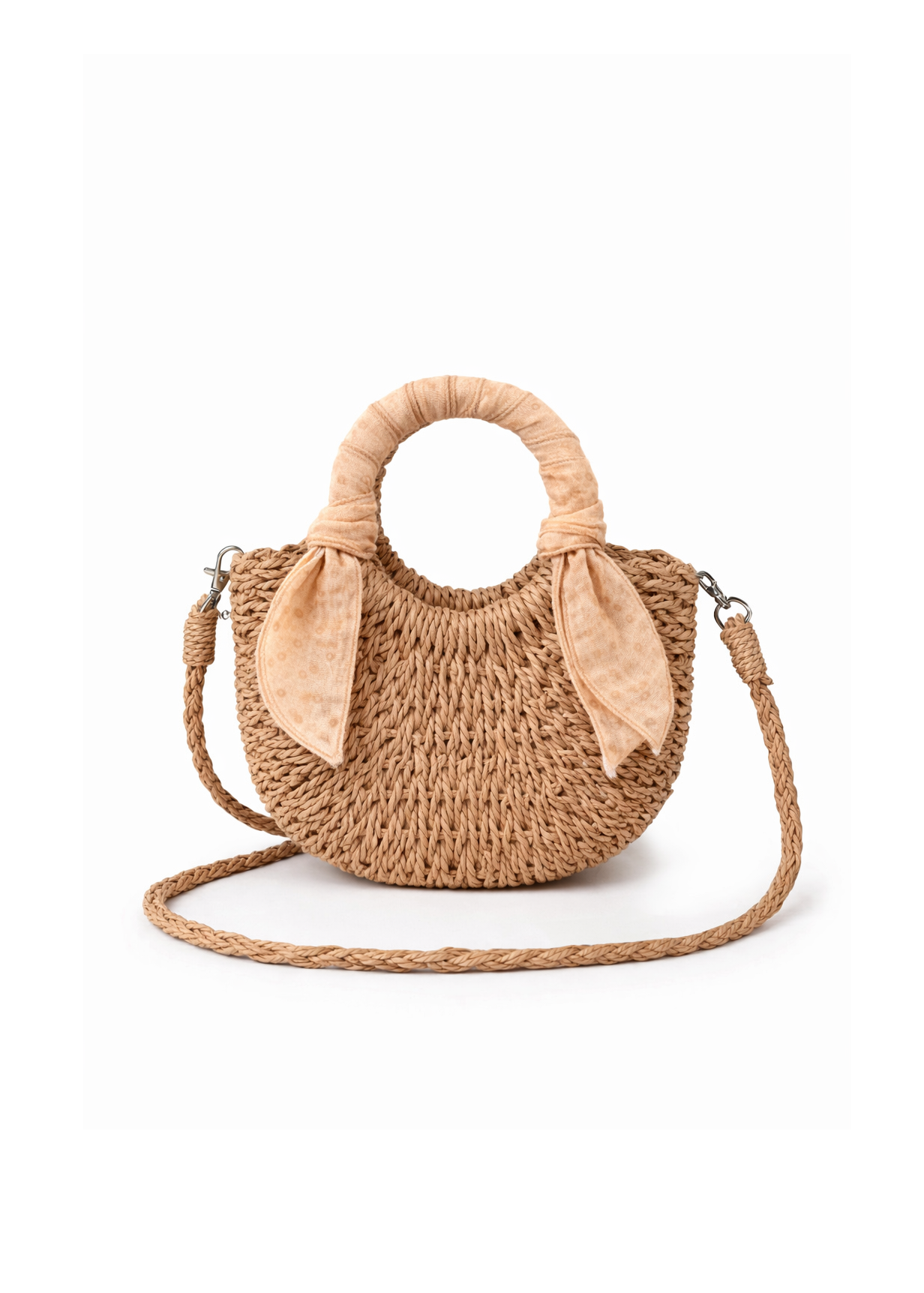 Mini Straw Bag - Neutral Dots