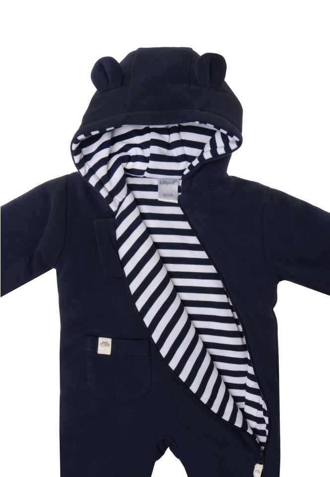 Winter Baby Overall with Hood – Navy Blue