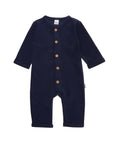 Navy Rib-Knit Baby Romper