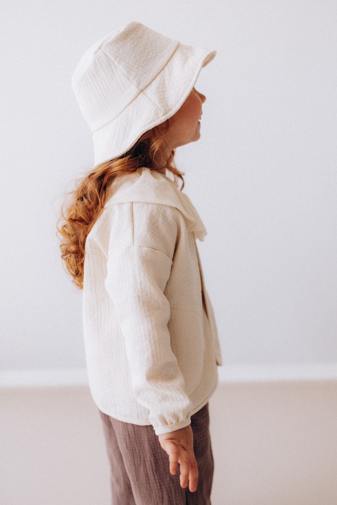 Embroidered Terry Fisherman White Hat / Strawberry - GOTS - SS26