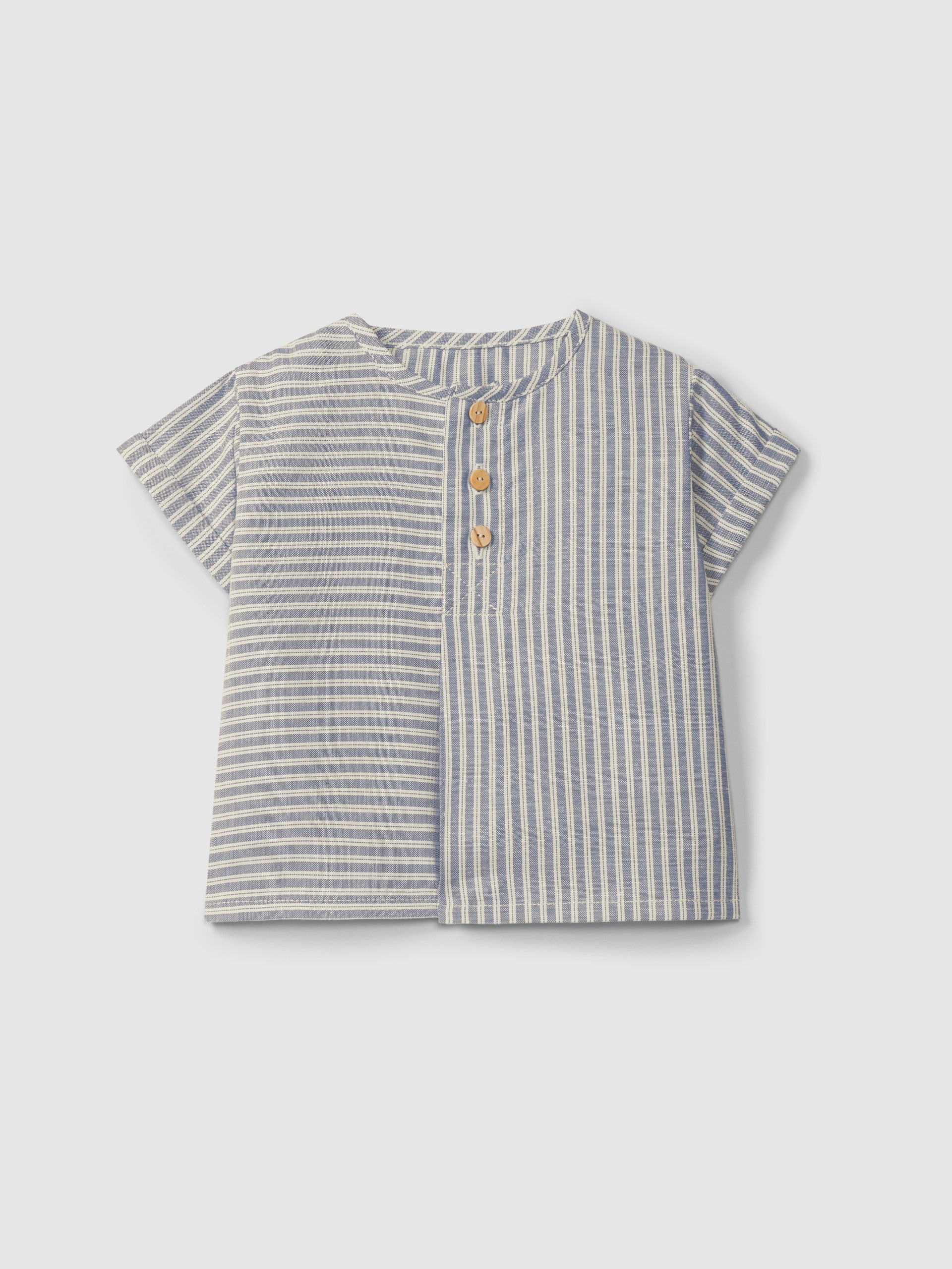 Shirt in striped fabric - Indigo
