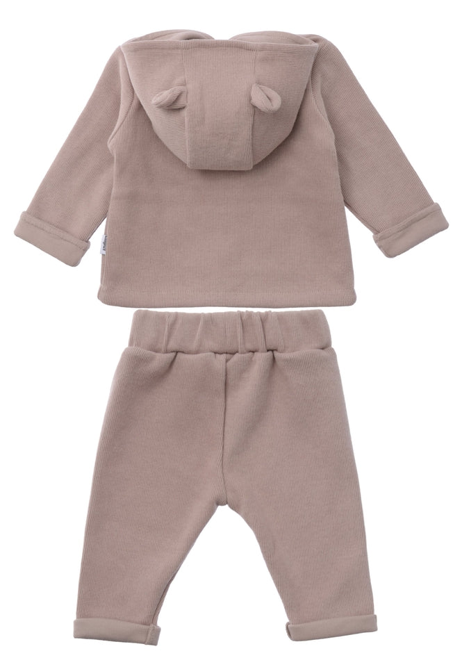 3-piece Rib-Knit Set in Brown