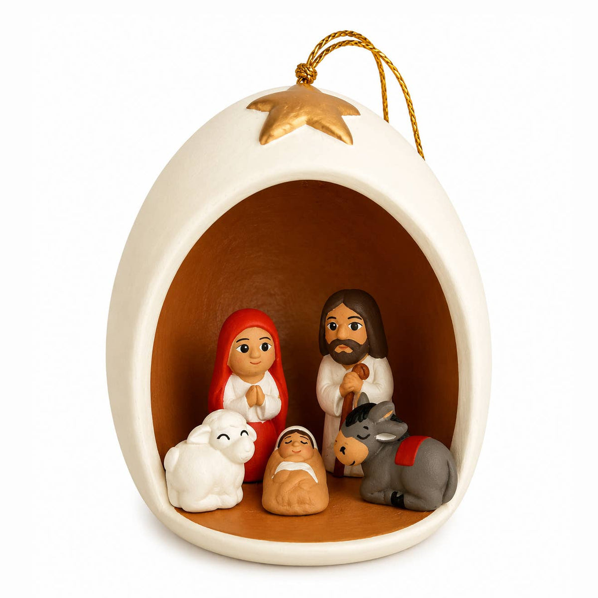 Handamade Christmas Fair Trade Navity Scene - White Egg