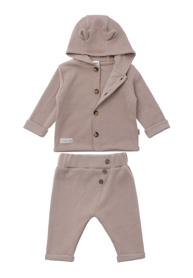 3-piece Rib-Knit Set in Brown