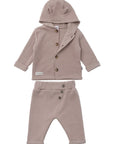 3-piece Rib-Knit Set in Brown