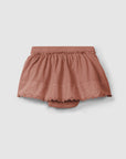 Skirt with diaper cover English embroidery detail - Ocre/Indigo