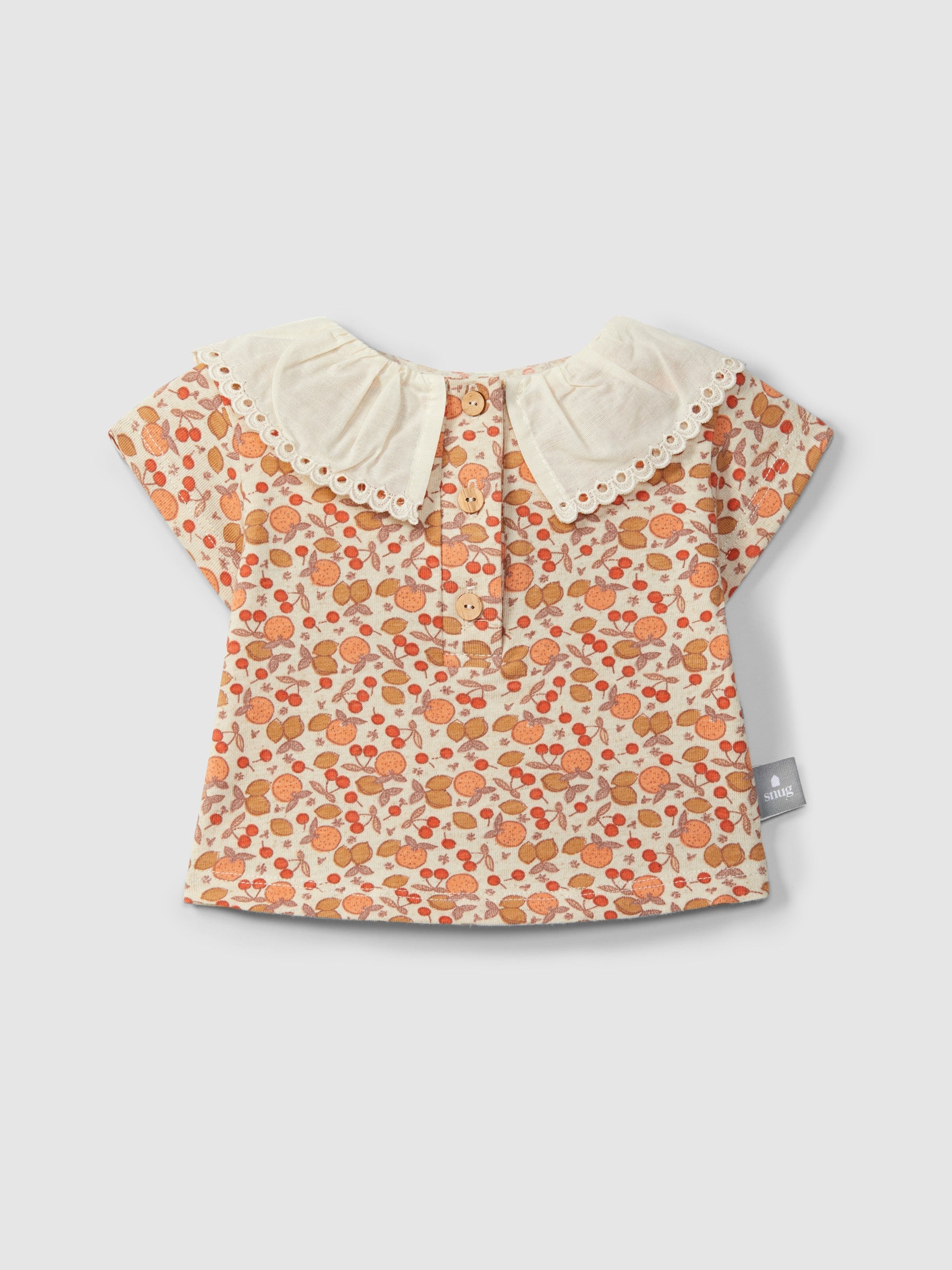 T-shirt in printed jersey with embroidered detail