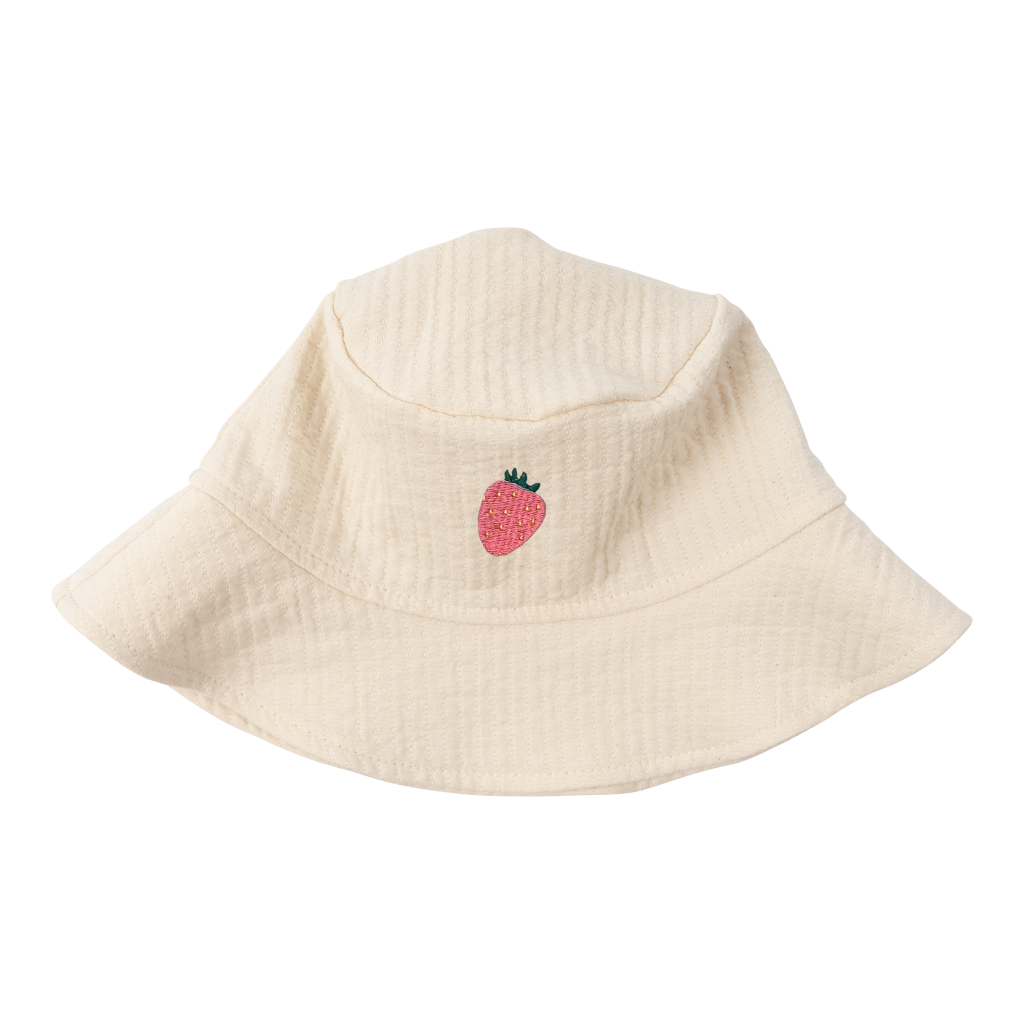 Embroidered Terry Fisherman White Hat / Strawberry - GOTS - SS26