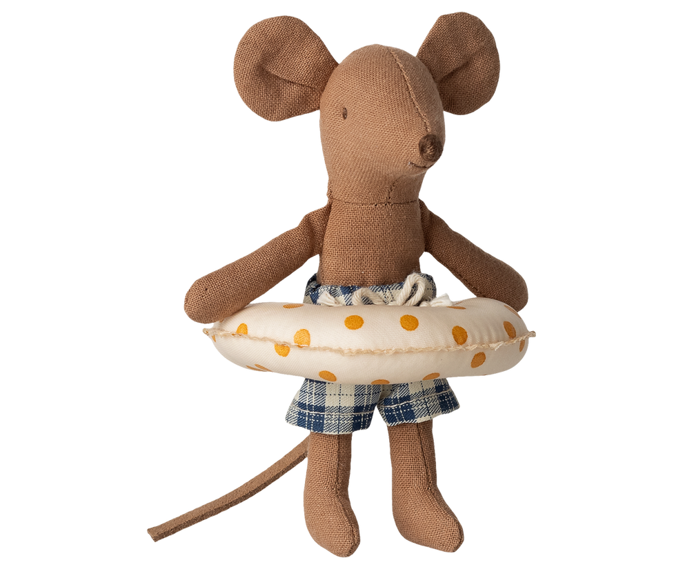 Beach mouse with float, Little brother - Yelow dots