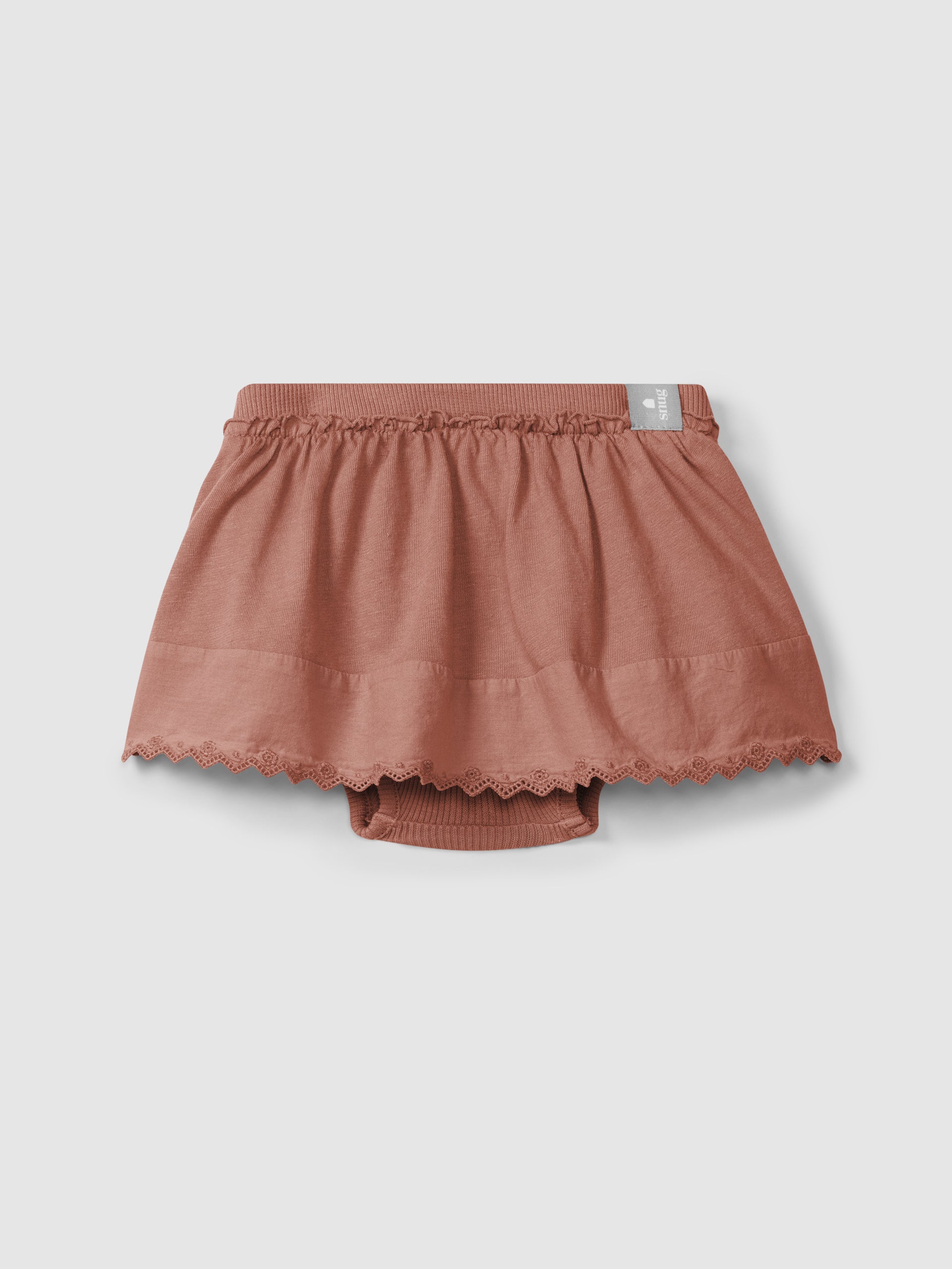 Skirt with diaper cover English embroidery detail - Ocre/Indigo