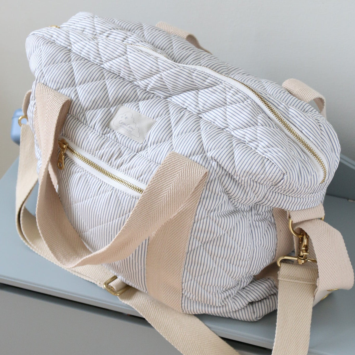 Changing Bag w/pram straps - OCS - Classic Stripes Blue