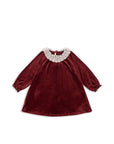 VENOLA DRESS Soft Velvet Dress with Lace Collar