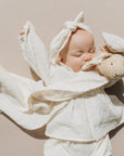 MUSLIN BLANKET WITH SOFT TOY – BUNNY  ( Personalise Option available )